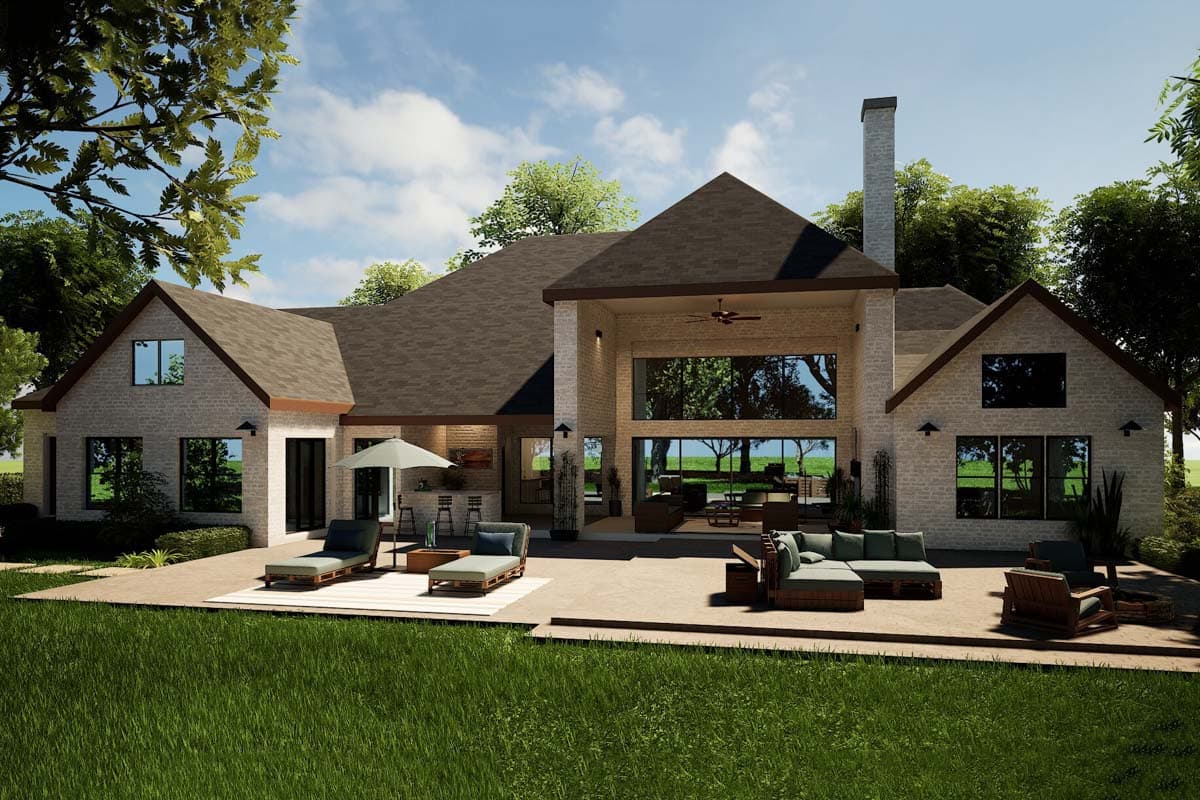 Plan 36695TX: Luxury Hill Country House Plan with 2-Story Family and Dining Rooms - 4575 Sq Ft - Image #9 - European, Hill Country, Transitional