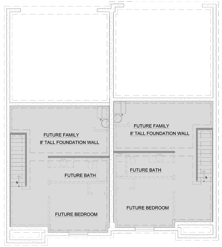 Plan 849030PGE: Contemporary Duplex House Plan with 3-Bed Units and Rear-Entry Garages - 1501 Sq Ft Ea - Floor Plan - Unfinished Basement - Contemporary, New American, Transitional