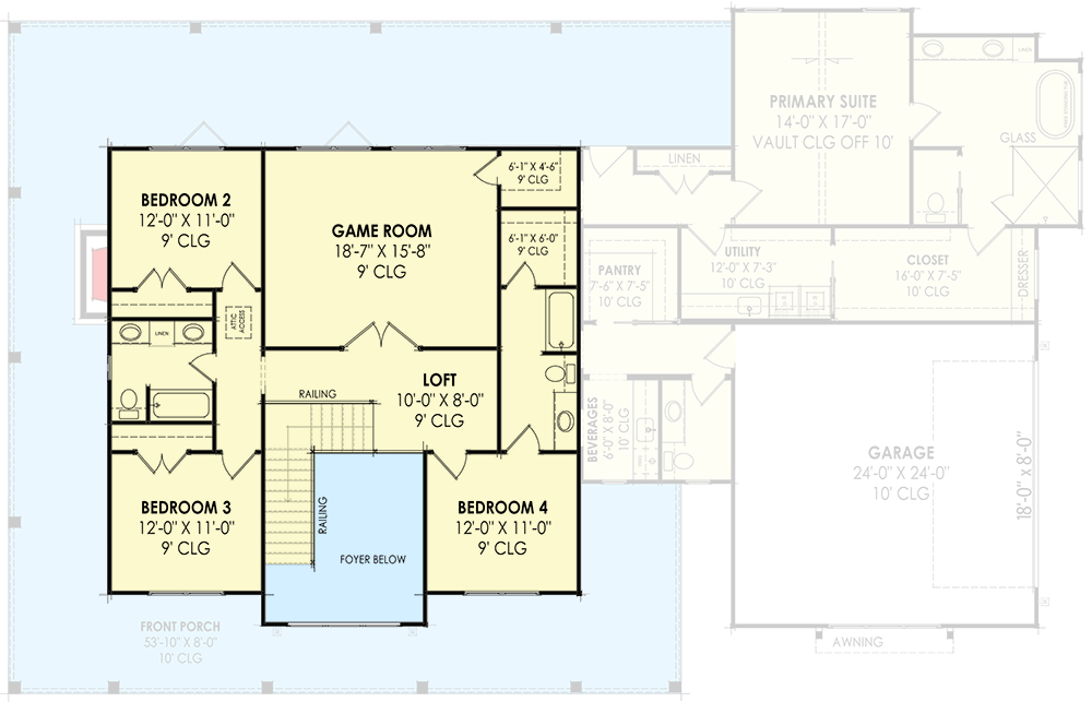 Plan 818098JSS: Expansive Farmhouse with 4 Bedrooms and Wrap Around Porch - Floor Plan - 2nd Floor - Farmhouse, Traditional