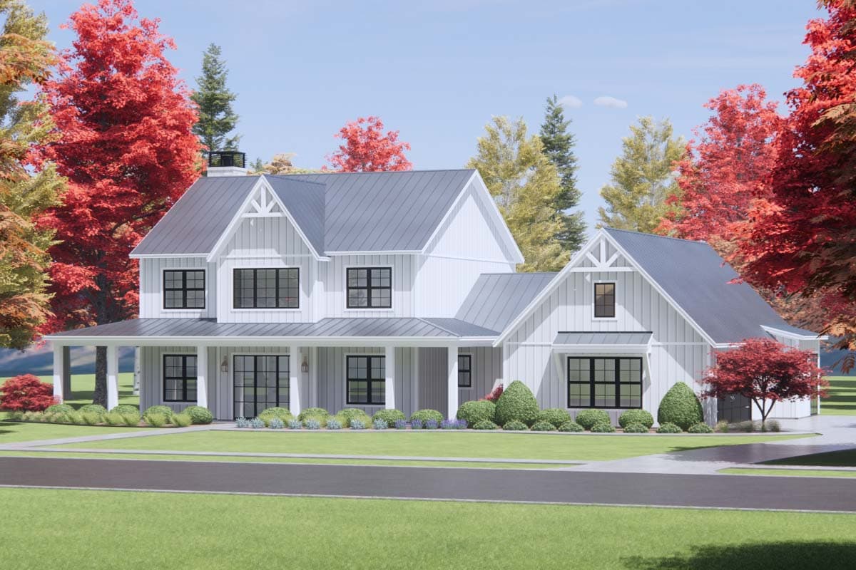 Plan 818098JSS: Expansive Farmhouse with 4 Bedrooms and Wrap Around Porch - Image #4 - Farmhouse, Traditional