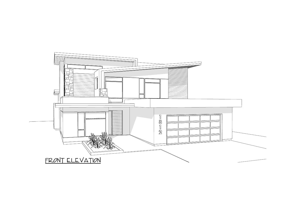 Plan 144101UPR: Mid-Century Modern House Plan with Covered Rear Patio - 3409 Sq Ft - Image #14 - Contemporary, Mid Century Modern, Modern