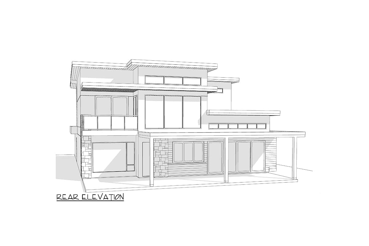 Plan 144101UPR: Mid-Century Modern House Plan with Covered Rear Patio - 3409 Sq Ft - Image #15 - Contemporary, Mid Century Modern, Modern