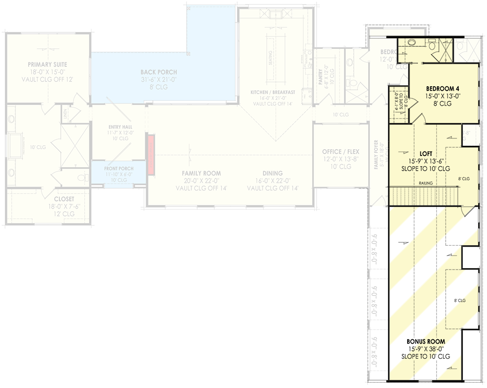Plan 818099JSS: 4-Bed Contemporary Farmhouse Plan with Bonus Above 3-Car Garage - 4081 Sq Ft - Floor Plan - 2nd Floor - Contemporary, Hill Country, Modern Farmhouse, New American