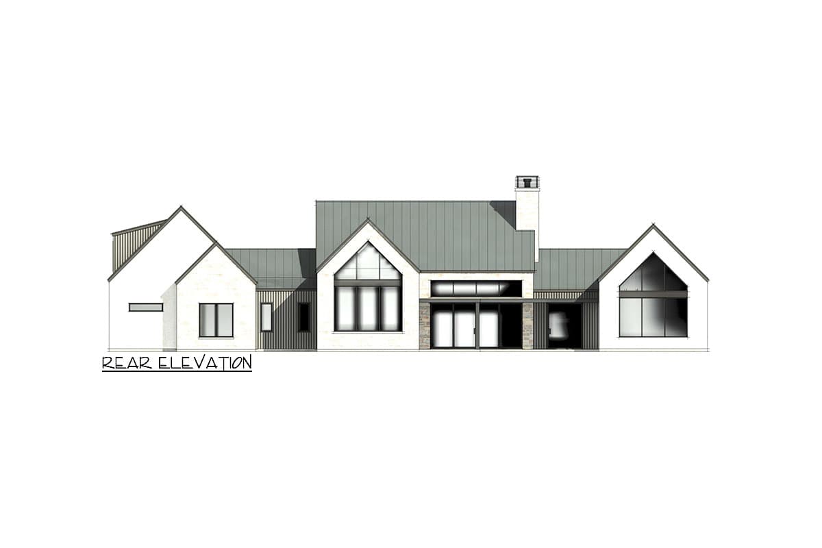 Plan 818099JSS: 4-Bed Contemporary Farmhouse Plan with Bonus Above 3-Car Garage - 4081 Sq Ft - Image #9 - Contemporary, Hill Country, Modern Farmhouse, New American