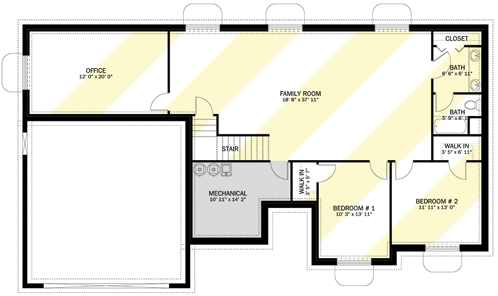 Plan 61477UT: 3 Bed One Story House Plan with Lower Level Expansion - 1808 Sq Ft - Floor Plan - Optional Lower Level - Ranch, Traditional