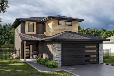 3-Bedroom Modern Home Plan with 2-Car Garage - 1593 Sq Ft