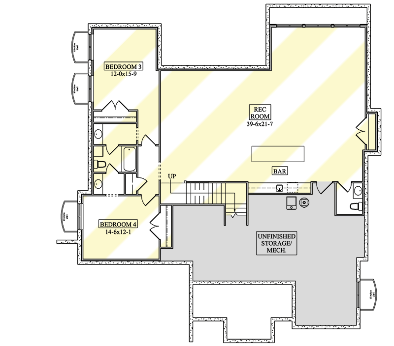 Plan 95230RW: New American House Plan with Roof Deck and Basement Expansion - 2608 Sq Ft - Floor Plan - Lower Level - Craftsman, Mountain, New American