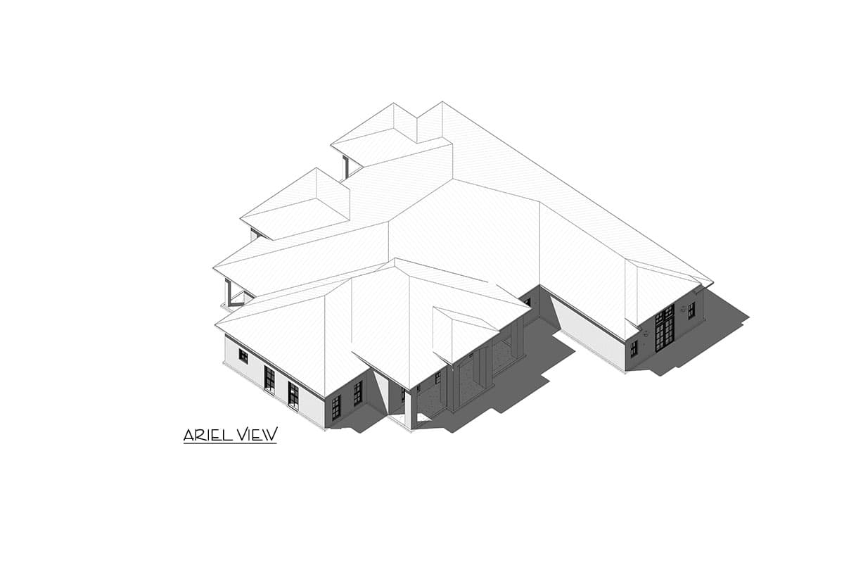 Plan 46510LA: 4 Bed Transitional House Plan with 3-Car Side Garage - 3046 Sq Ft - Image #4 - European, Transitional