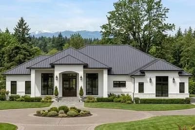 4 Bed Transitional House Plan with 3-Car Side Garage - 3046 Sq Ft