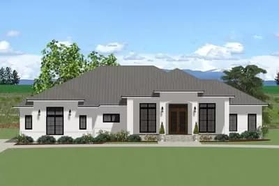 4 Bed Transitional House Plan with 3-Car Side Garage - 3046 Sq Ft