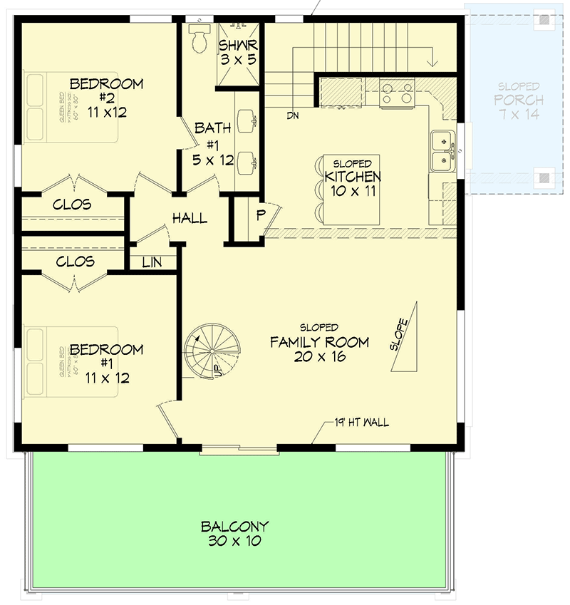 Plan 680227VR: 3 Bed Lake House Plan with Spiral Stair-Accessible Loft - 1805 Sq Ft - Floor Plan - 2nd Floor - Country, Craftsman