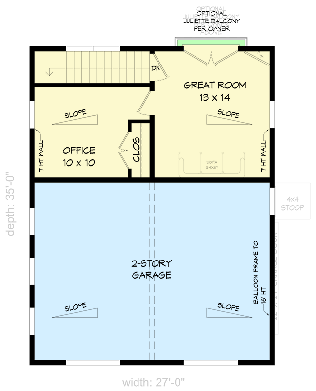 Plan 680230VR: Detached Garage Plan with Workshop and Office - 850 Sq Ft Garage and Shop - Floor Plan - 2nd Floor - Carriage, Contemporary
