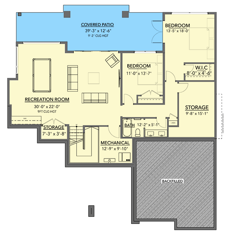 Plan 144102UPR: Modern Lake House Plan with Lower Level Rec Room - 3320 Sq Ft - Floor Plan - Lower Level - Mid Century Modern, Modern, New American