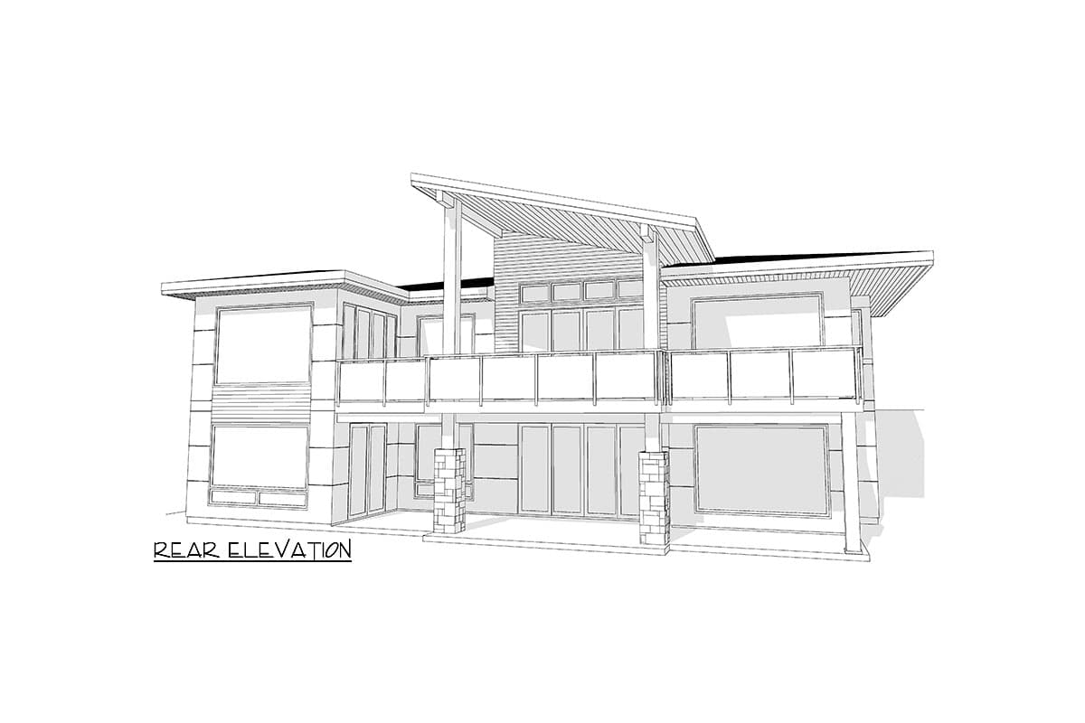 Plan 144102UPR: Modern Lake House Plan with Lower Level Rec Room - 3320 Sq Ft - Image #16 - Mid Century Modern, Modern, New American