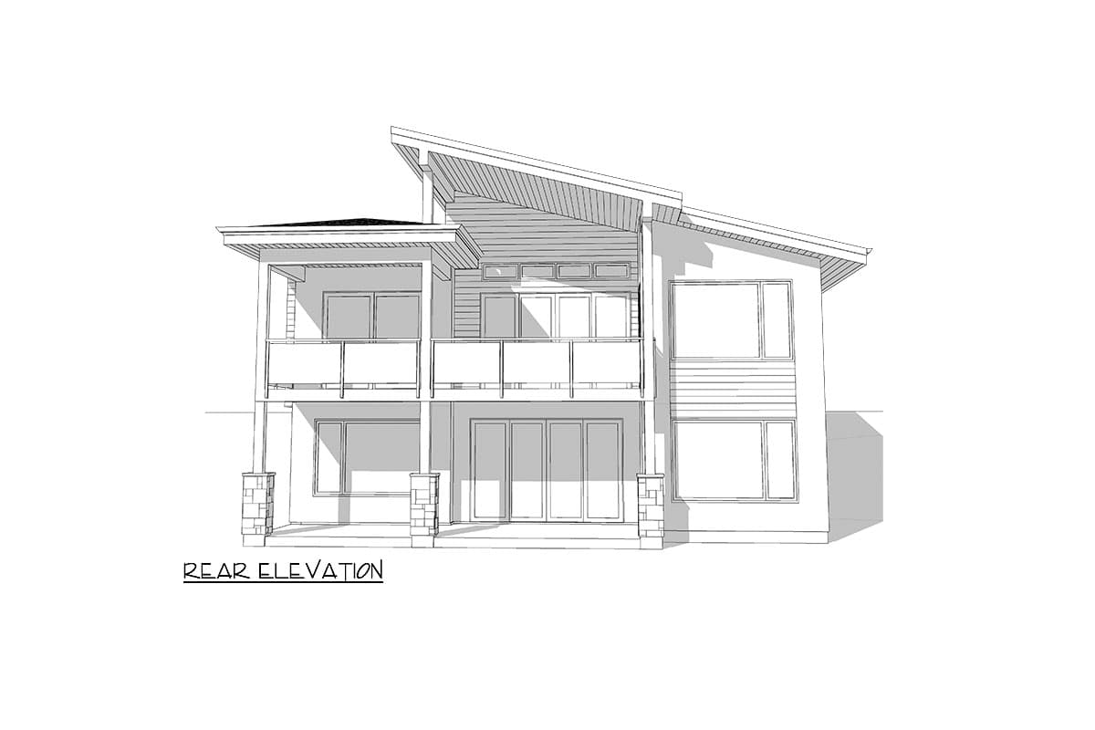 Plan 144103UPR: Modern 4 Bed House Plan for a Rear Sloping Lot - 3138 Sq Ft - Image #4 - Contemporary, Modern, Modern Farmhouse, Mountain