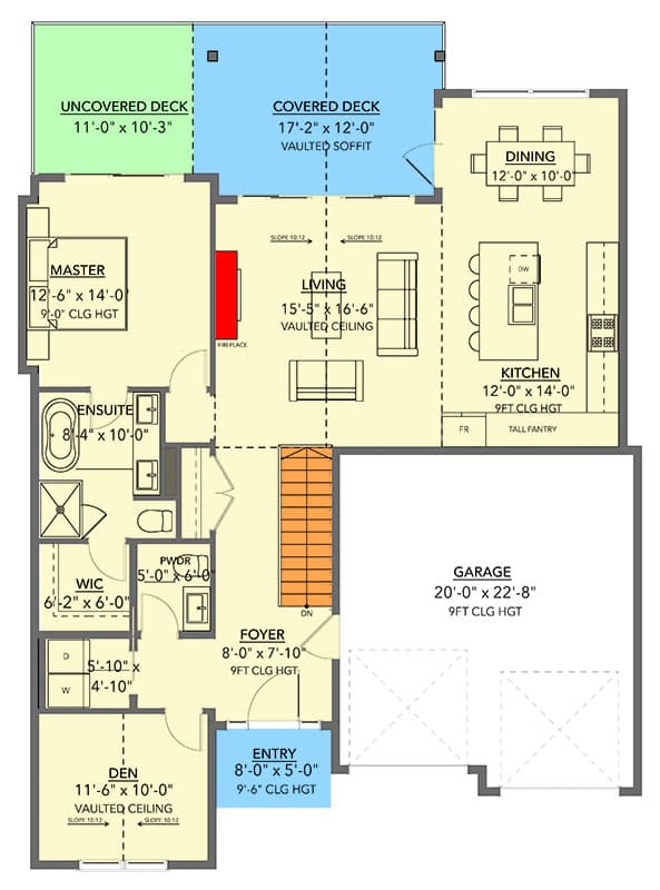 Plan 144104UPR: New American Cottage House Plan with Finished Lower Level - 2680 Sq Ft - Floor Plan - Main Level - Cottage, Country, New American