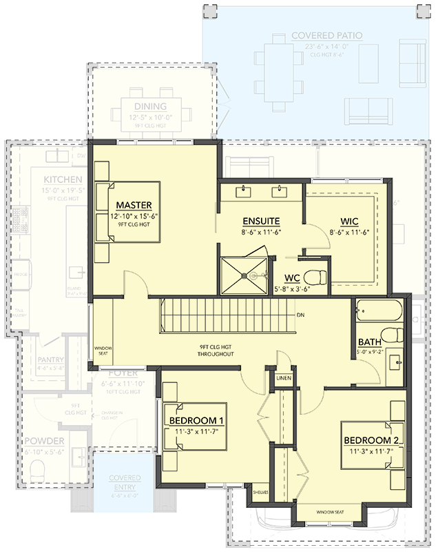 Plan 144105UPR: 2-Story Modern House Plan with 3 Upstairs Bedrooms - 2404 Sq Ft - Floor Plan - 2nd Floor - Contemporary, Mid Century Modern, Modern, Northwest