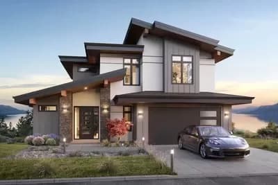 2-Story Modern House Plan with 3 Upstairs Bedrooms - 2404 Sq Ft