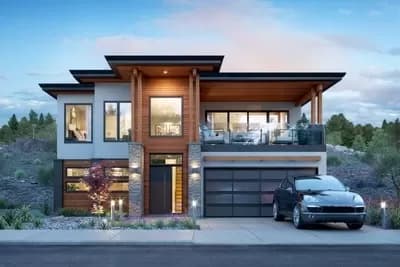 Modern House Plan with Second Floor Covered Balcony - 2457 Sq Ft