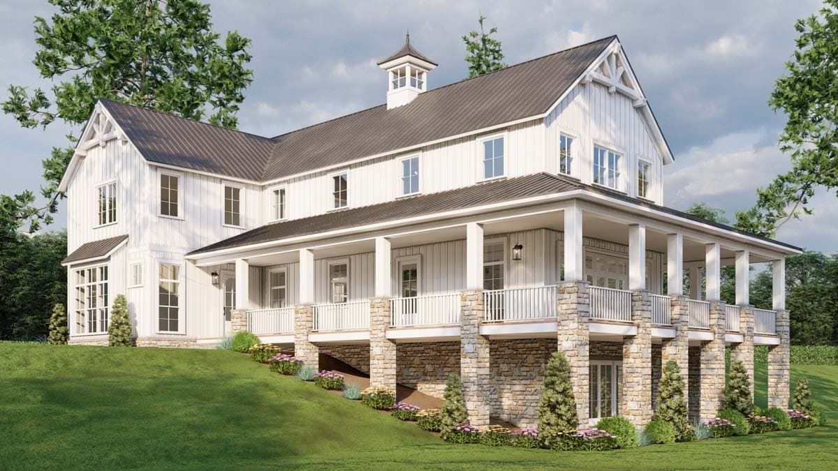Plan 70867MK: Country House Plan with Wrap Around Porch and Bonus Expansion - 2993 Sq Ft - Image #8 - Barndominium, Country, Mountain, Rustic