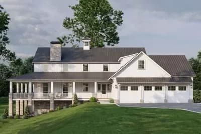 Country House Plan with Wrap Around Porch and Bonus Expansion - 2993 Sq Ft