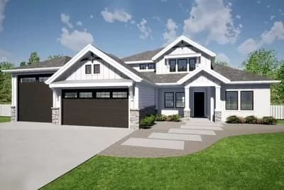 New American House Plan with 3 Beds Plus Flex Room and an RV Garage - 3621 Sq Ft