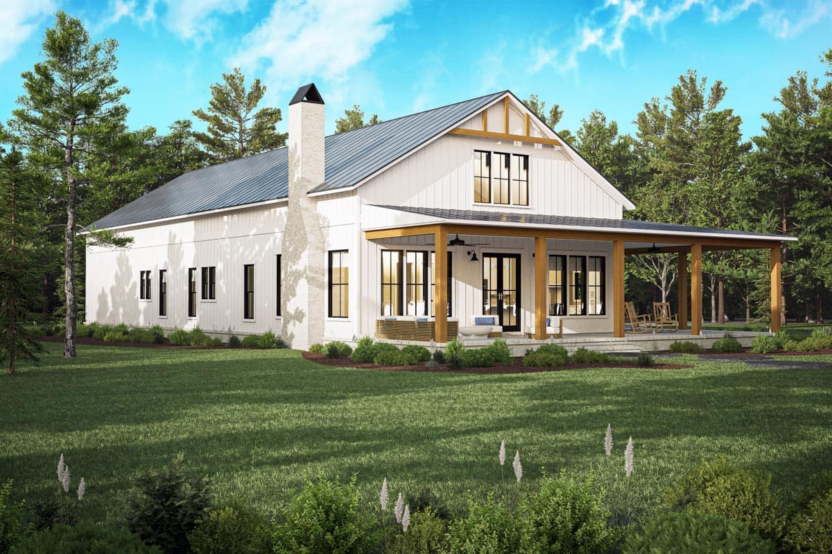 Plan 51951HZ: 4-Bed Modern Farmhouse Barndo-Style House Plan with Workshop Garage - 2500 Square Feet - Image #8 - Barndominium, Country, Modern Farmhouse, New American, Traditional