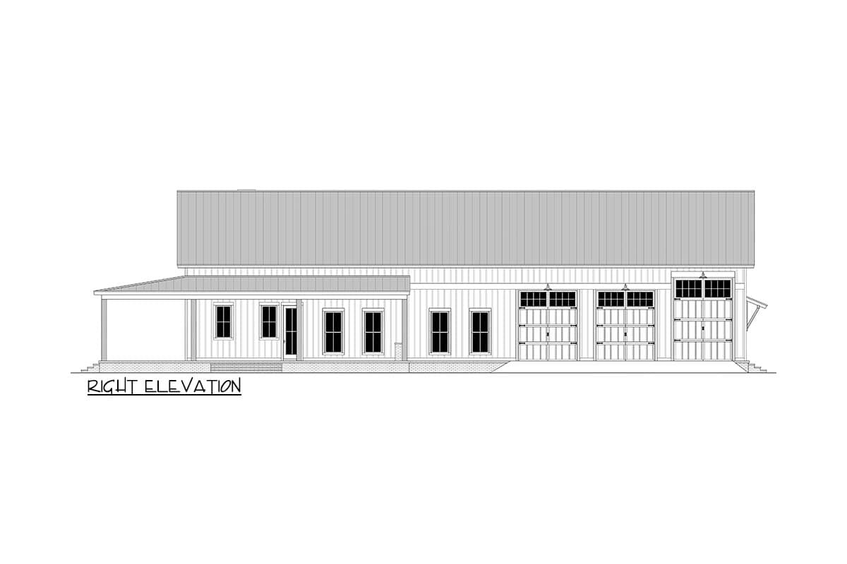 Plan 51951HZ: 4-Bed Modern Farmhouse Barndo-Style House Plan with Workshop Garage - 2500 Square Feet - Image #16 - Barndominium, Country, Modern Farmhouse, New American, Traditional