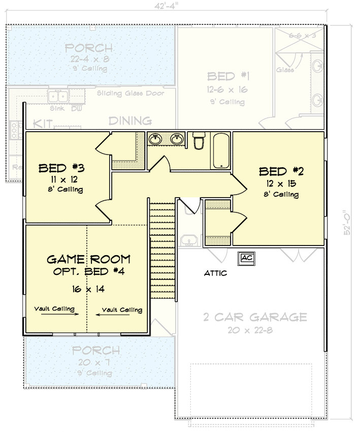 Plan 52333WM: Country House Plan with Upstairs Flex Room - 2025 Sq Ft - Floor Plan - 2nd Floor - Country, Farmhouse, Traditional