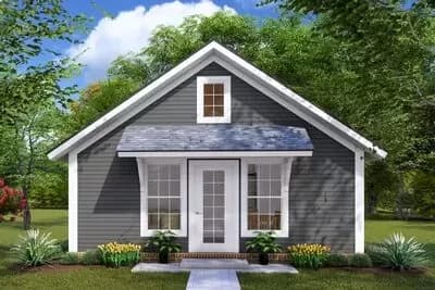 2-Bed ADU House Plan with Vaulted Living Room - 594 Sq Ft