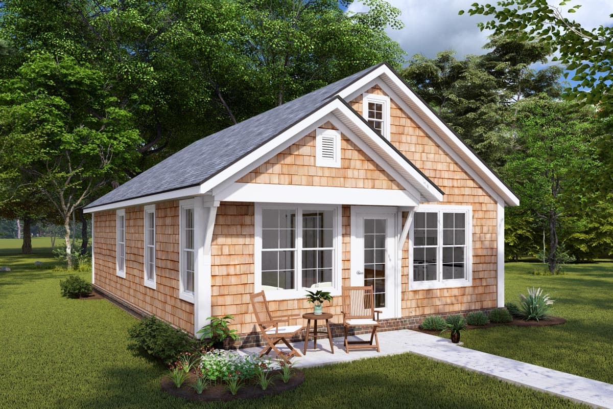 Plan 52336WM: 3 Bed ADU Cottage House Plan with Rental Property Potential - 785 Sq Ft - Image #4 - Cabin, Cottage, Country, Traditional