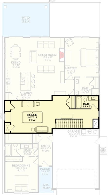 Plan 580067DFT: 2 Bed New American House Plan with Second Floor Flex Space - 2531 Sq Ft - Floor Plan - 2nd Floor - Craftsman, New American