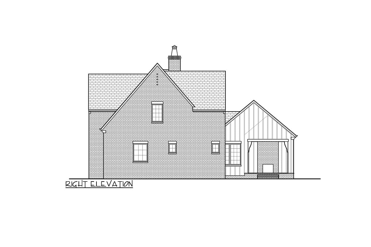 Plan 93202EL: Transitional House Plan with Flex Room and 2-Story Great Room - 2637 - Image #4 - European, Transitional, Tudor