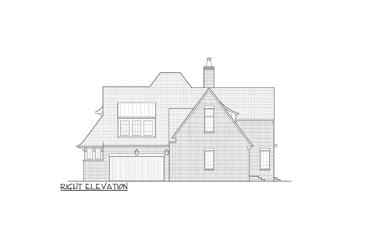 Plan 93203EL: Transitional House Plan with Upstairs Home Office and Game Room - 3976 Sq Ft - Image #4 - European, New American, Transitional, Tudor