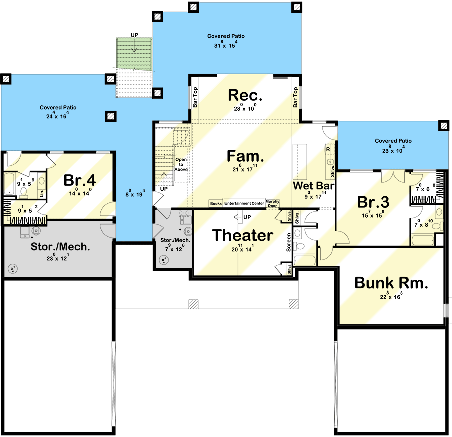 Plan 623310DJ: Luxurious Modern Home Plan with Private Apartment Suite and Basement Expansion Option - 2,921 Sq Ft - Floor Plan - Optional Lower Level Layout ($ Paid Option) - Modern, New American