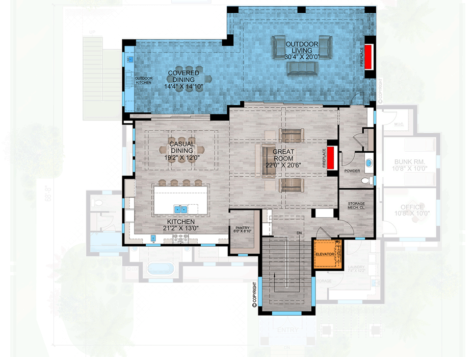 Plan 86121BW: 3-Story Contemporary Coastal House Plan with 4-Beds and Upside Down Floor Plan - 5100 Sq. Ft. - Floor Plan - 3rd Floor - Beach, Coastal, Coastal Contemporary, Florida-Style