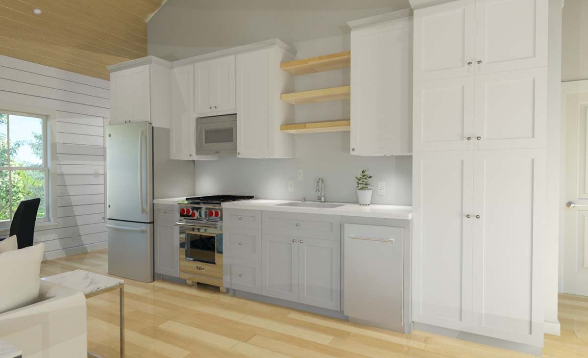 Plan 765052TWN: 576 Square Foot ADU with External Stairs and 2-Car Garage - Image #5 - Carriage, Cottage, Country