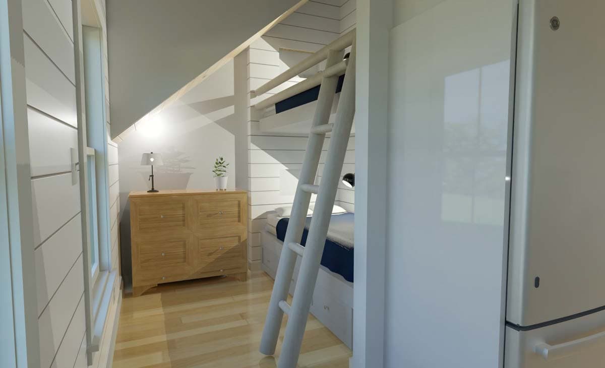 Plan 765052TWN: 576 Square Foot ADU with External Stairs and 2-Car Garage - Image #7 - Carriage, Cottage, Country