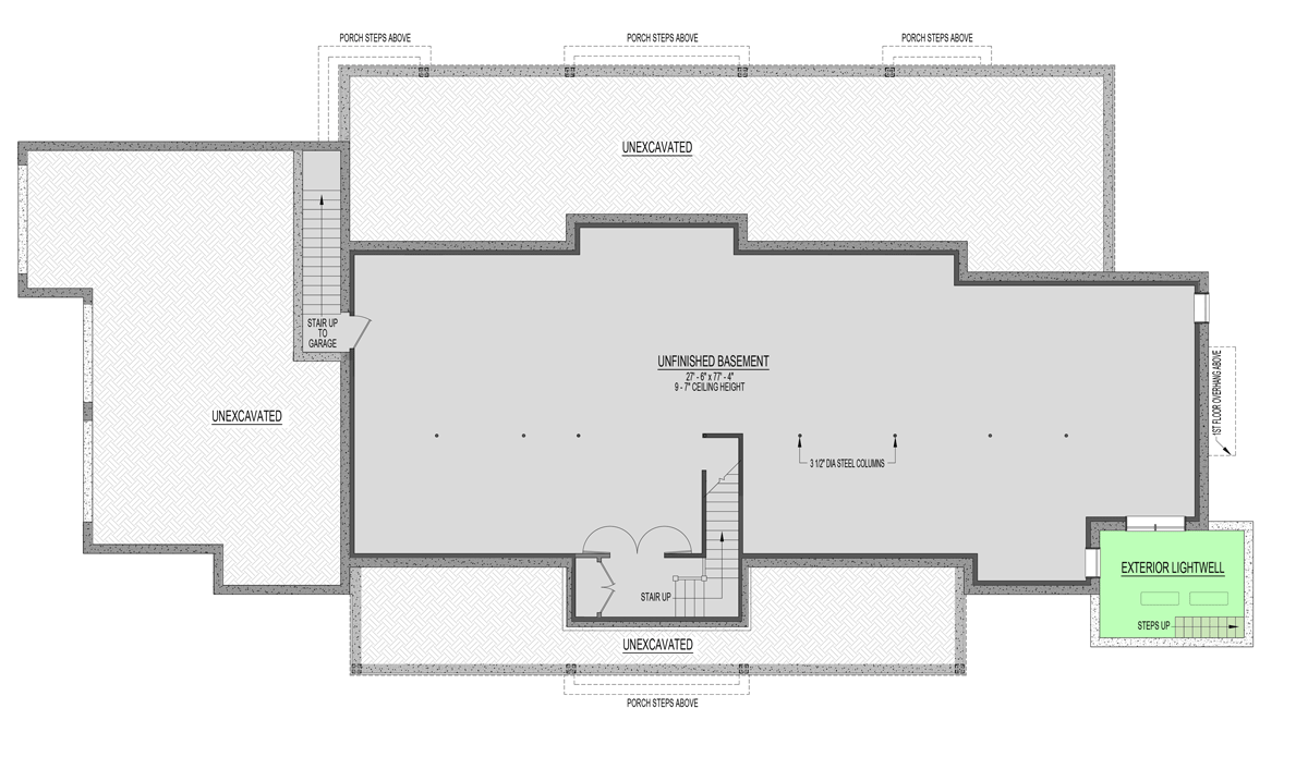 Plan 654017KNA: 5-Bed Modern Farmhouse Plan with Optionally Finished Lower Level Expansion - 3799 Sq Ft - Floor Plan - Unfinished Lower Level - Basement Foundation (Included) - Country, Modern Farmhouse, New American