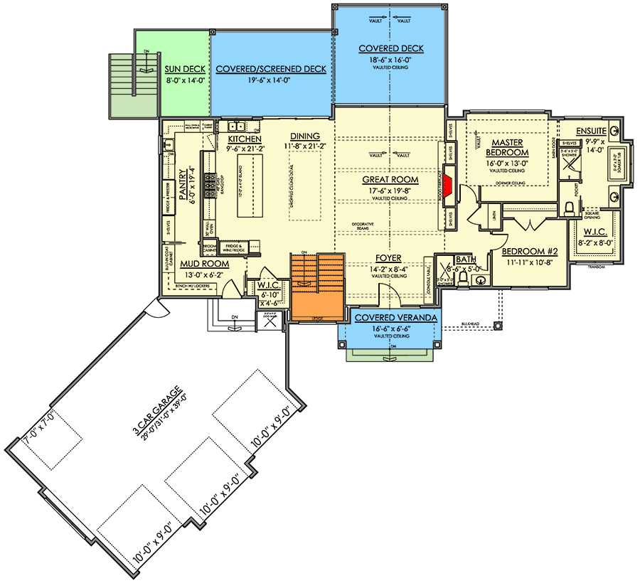 Plan 81825AB: Mountain Craftsman House Plan with Angled 3-Car Garage and Expansion - 2204 Sq Ft - Floor Plan - Main Level - Craftsman, Mountain