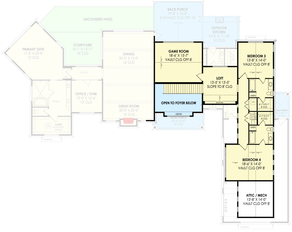 Plan 818101JSS: Modern Hill Country House Plan with Angled Master Suite - 4446 Sq Ft - Floor Plan - 2nd Floor - Contemporary, Hill Country, Modern Farmhouse, New Orleans