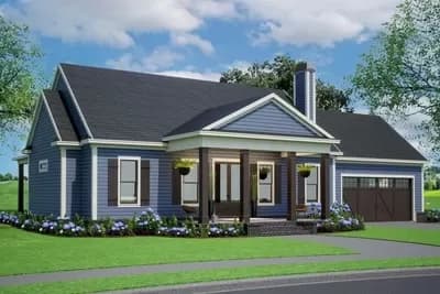 3 Bed Country House Plan with Front and Back Porches - 1631 Sq Ft