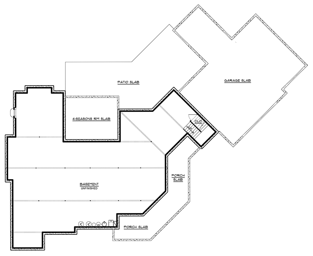 Plan 135247GRA: Contemporary Craftsman Home Plan with Huge Angled 3-Car Garage - 3325 Sq Ft - Floor Plan - Unfinished Basement - Country, Mountain, New American