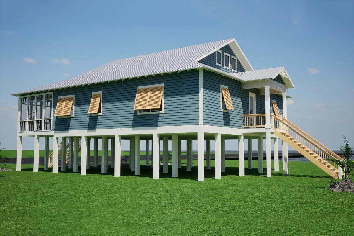 Plan 86402HH: Elevated Beach House Plan with Vaulted Interior and Loft - 2104 Sq Ft - Image #6 - Beach, Coastal, Southern, Vacation