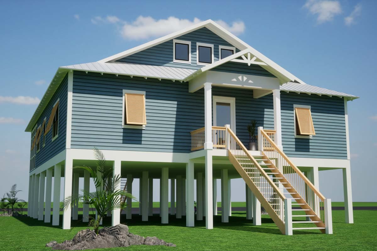 Plan 86402HH: Elevated Beach House Plan with Vaulted Interior and Loft - 2104 Sq Ft - Image #7 - Beach, Coastal, Southern, Vacation