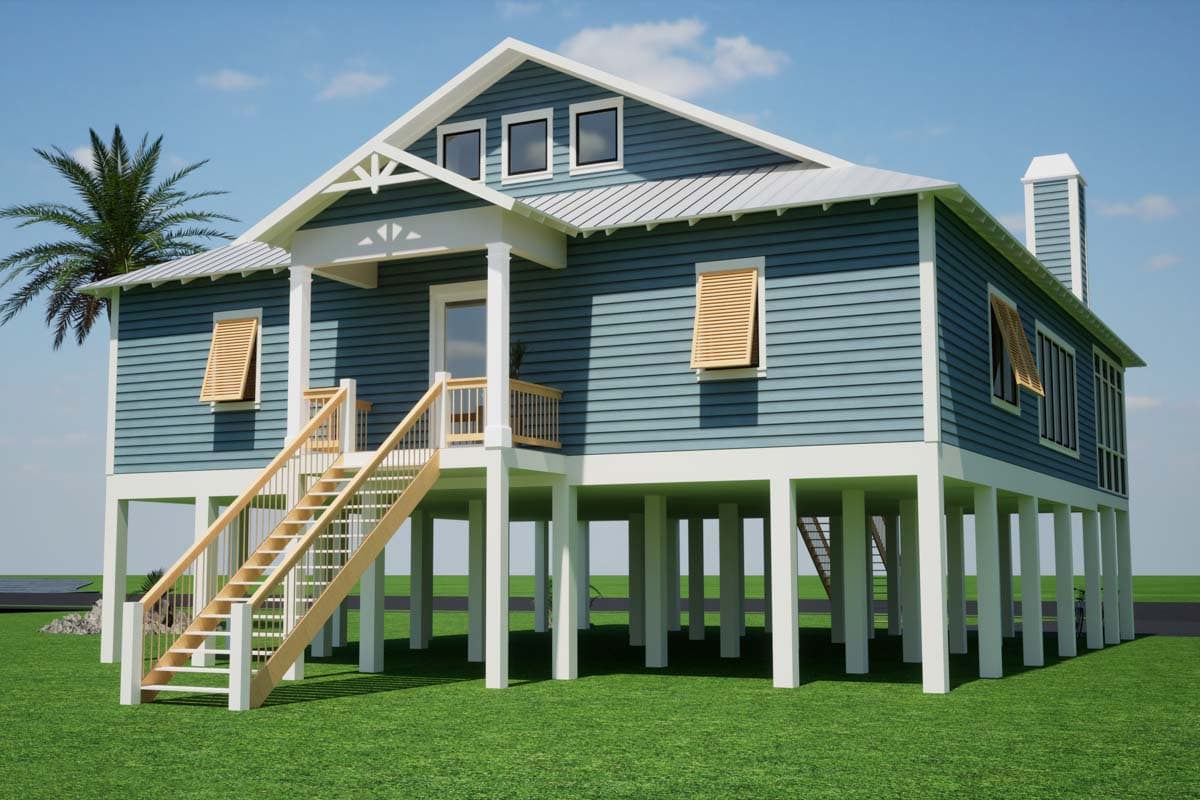 Plan 86402HH: Elevated Beach House Plan with Vaulted Interior and Loft - 2104 Sq Ft - Image #9 - Beach, Coastal, Southern, Vacation