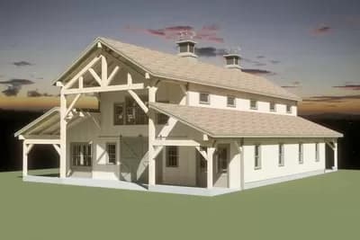 Timber-Framed Monitor Style Barn Plan  - 2556 Sq Ft