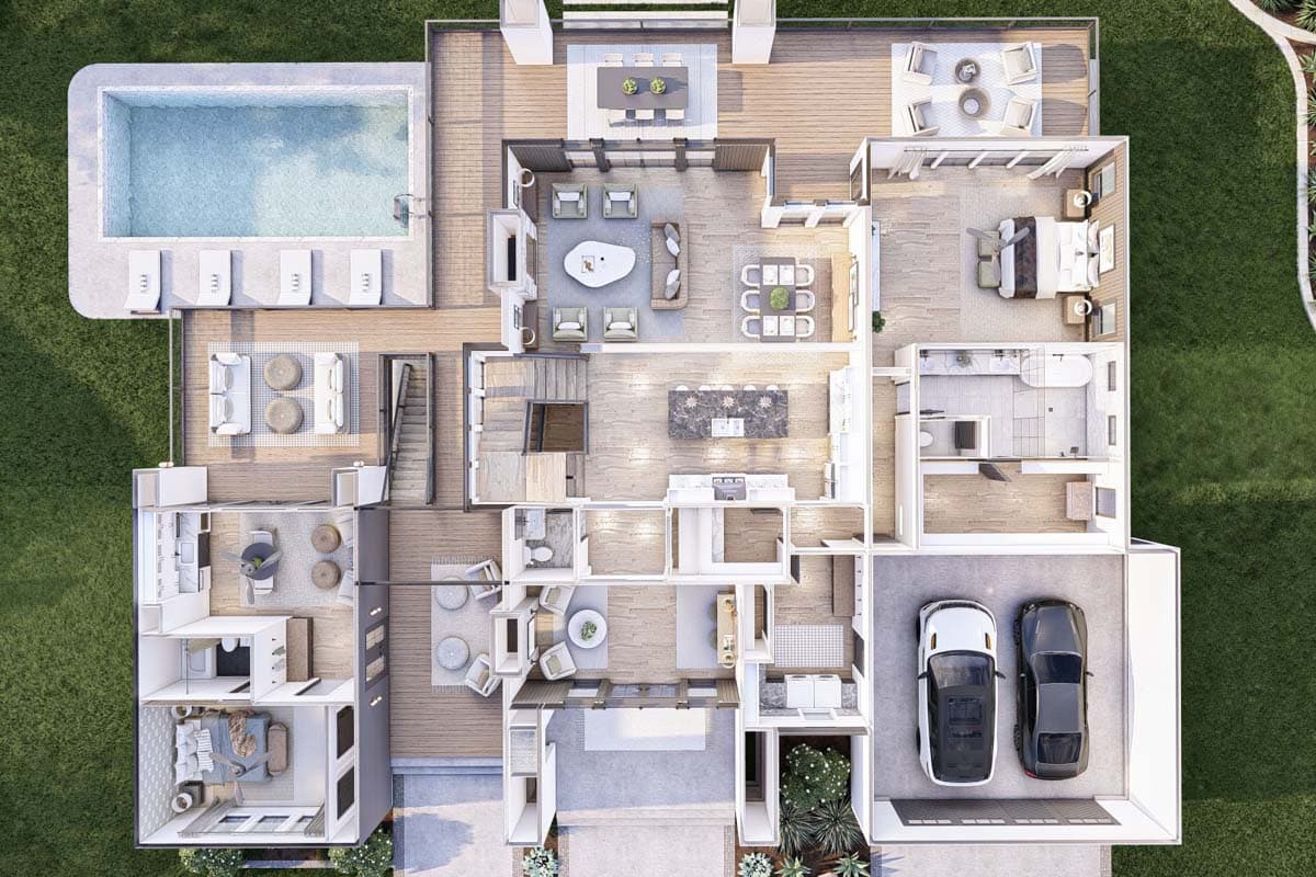 Plan 623312DJ: Lake House Plan with Dog Trot and Guest Suite - 4271 Sq Ft - Image #44 - Contemporary, New American, Scandinavian, Transitional