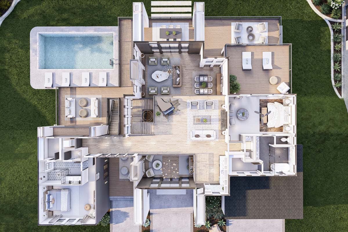 Plan 623312DJ: Lake House Plan with Dog Trot and Guest Suite - 4271 Sq Ft - Image #45 - Contemporary, New American, Scandinavian, Transitional