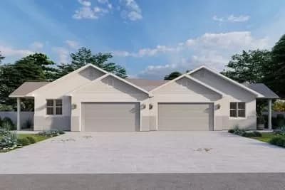 Duplex House Plan with Matching 1287 Square Foot Units